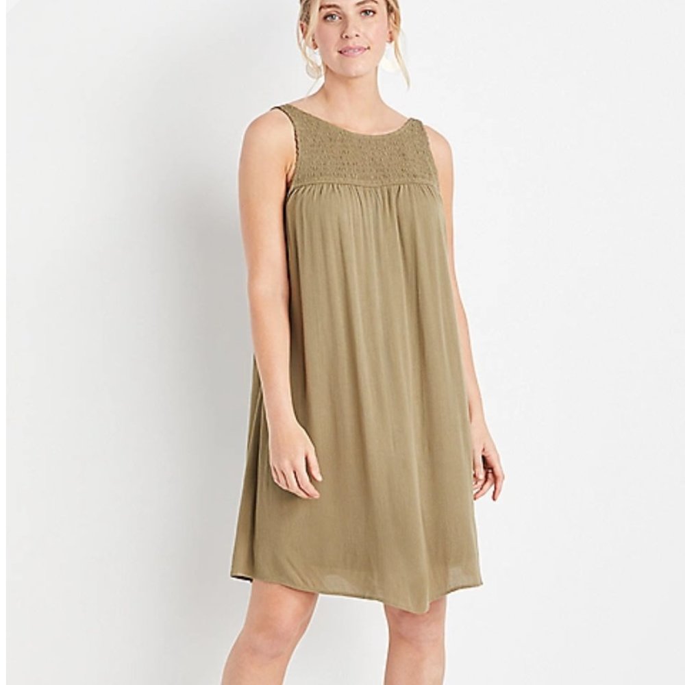 Maurices Olive Smocked Shift Dress
